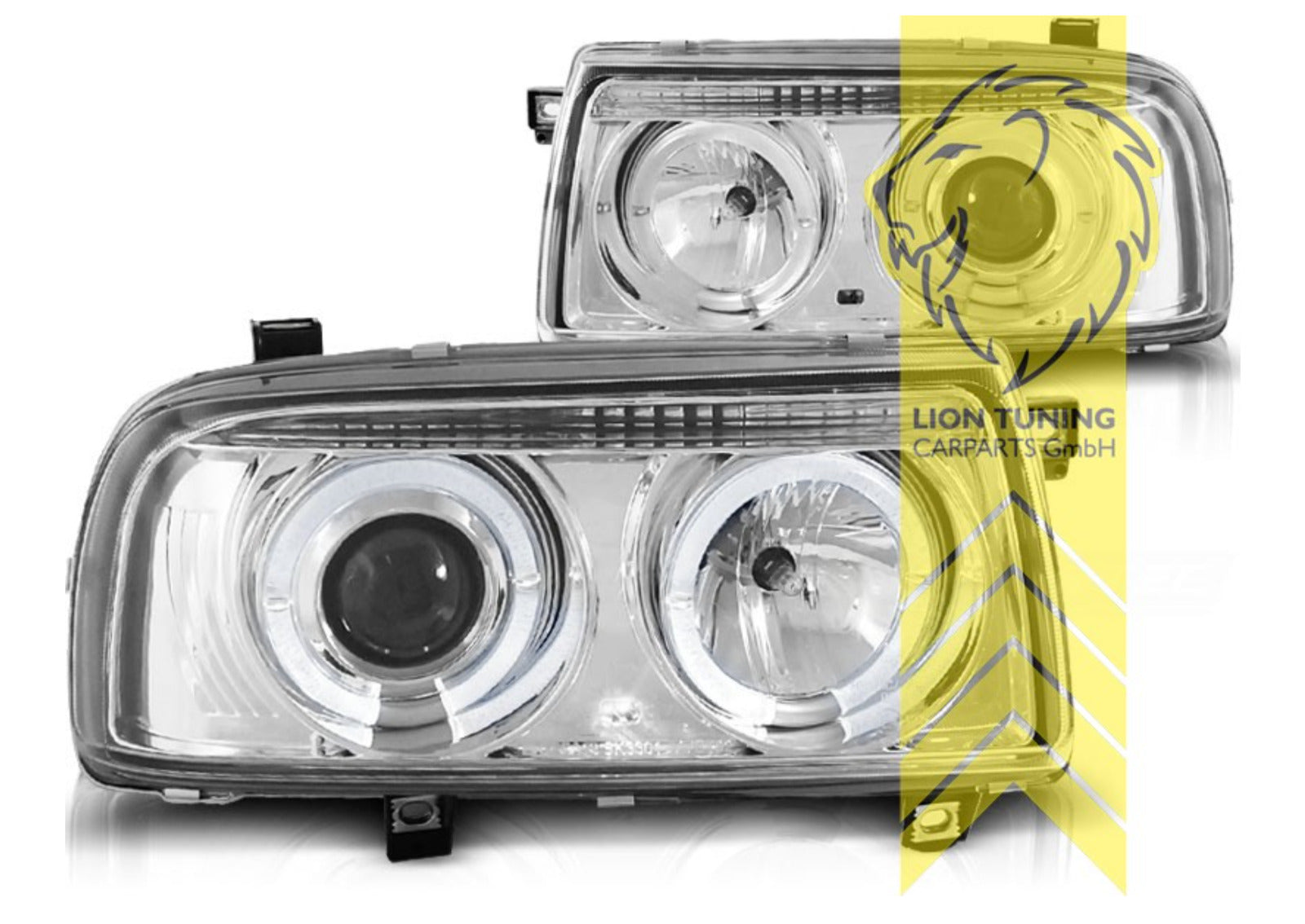 LT Pair LED DRL Lightbar Halo Ring Headlights VW Vento 1H2 H1 / H1 chrome LHD