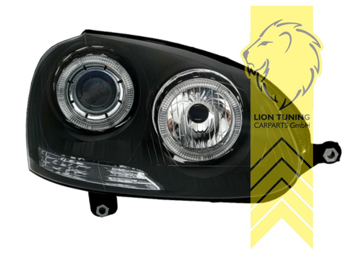 LT Set LED DRL Halo Ring HeadlightsVW Golf 5 V MK5 1K1 1K5 Sedan 03-09 Black LHD