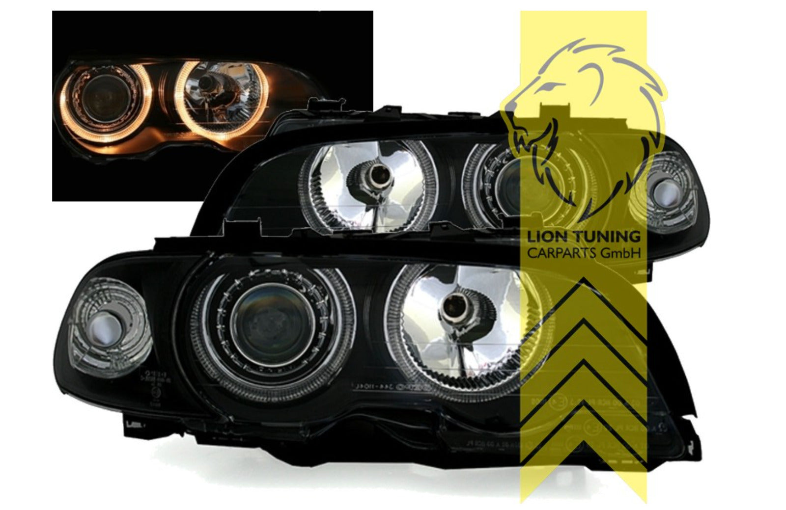 LT LED DRL Halo Angel Eye Headlights BMW 3-Series E46 Coupe Cabrio 99-03 black