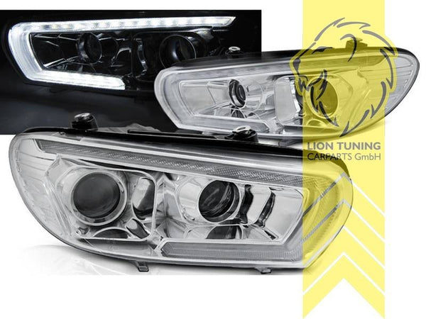 LT Pair LED DRL Headlights VW Scirocco 3 137 138 08-14 Halogen Chrome LHD