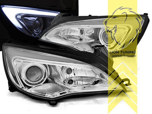 LT Set LED Halo Lightbar Headlights Opel Astra J sedan caravan black 09-15 LHD