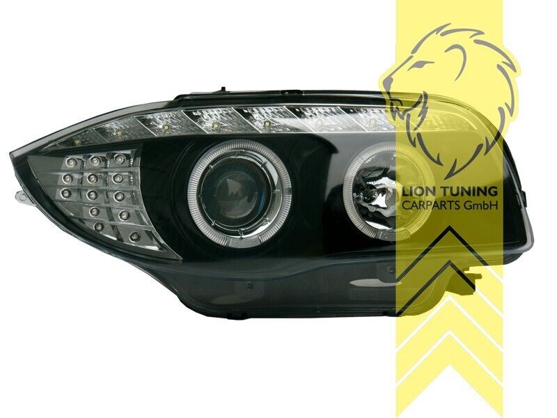 LT Pair LED DRL Halo Headlights BMW 1 Series E81 E82 E87 E88 03-12 black LHD