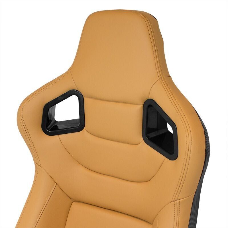 Auto-Style RK x1 Univ Reclining Sports Bucket Seat Beige & Carbon Edition inc slides