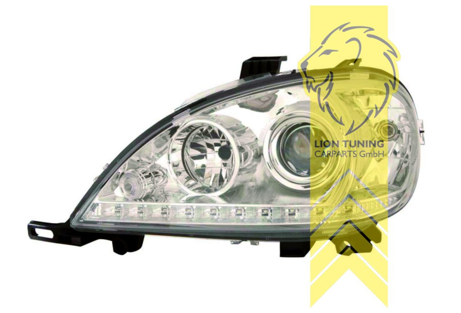 LT LED DRL Lightbar Halo Ring Headlights Mercedes W163 ML M-Class chrome LHD