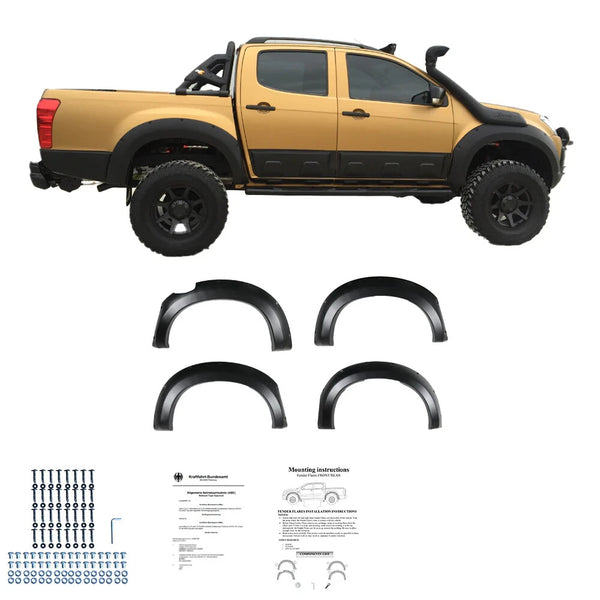 OW Fender Flares Wide Arch Kit ISUZU D-Max Series 2 2012-2019 ABS Black ABE TUV