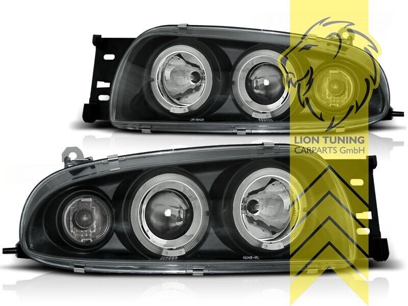 LT LED DRL Halo Lightbar Headlights Mazda 21 III 3 MK3 JASM JBSM 96-03 black LHD