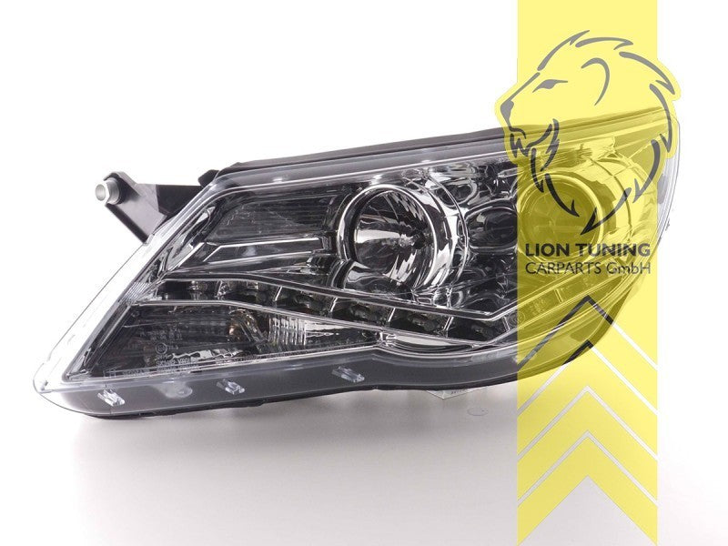 LT Pair LED Lightbar DRL Lightbar Headlights VW Tiguan chrome 07-11 H7 / H1 LHD