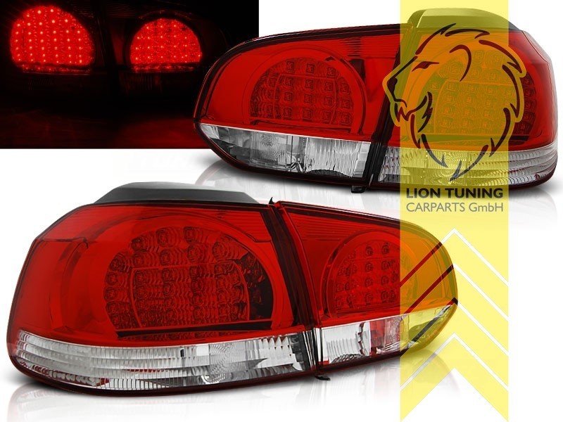 LT Pair LED DRL Lightbar REAR LIGHTS Tail VW Golf 6 red white LHD