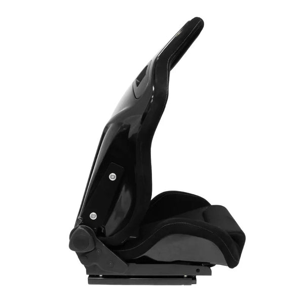 ATS x1 (Sold Individually) Universal Recline Bucket Seat ‎Black Suede + Grey Mesh Fabric + runners Car / 4x4 / Van / Camper / Race Sim