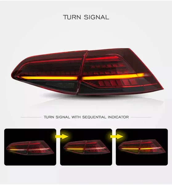TYPY Pair 13-19 Golf 7 MK7 7.5 VII TSI TDI LED DRL Rear Lights Sequential LHD