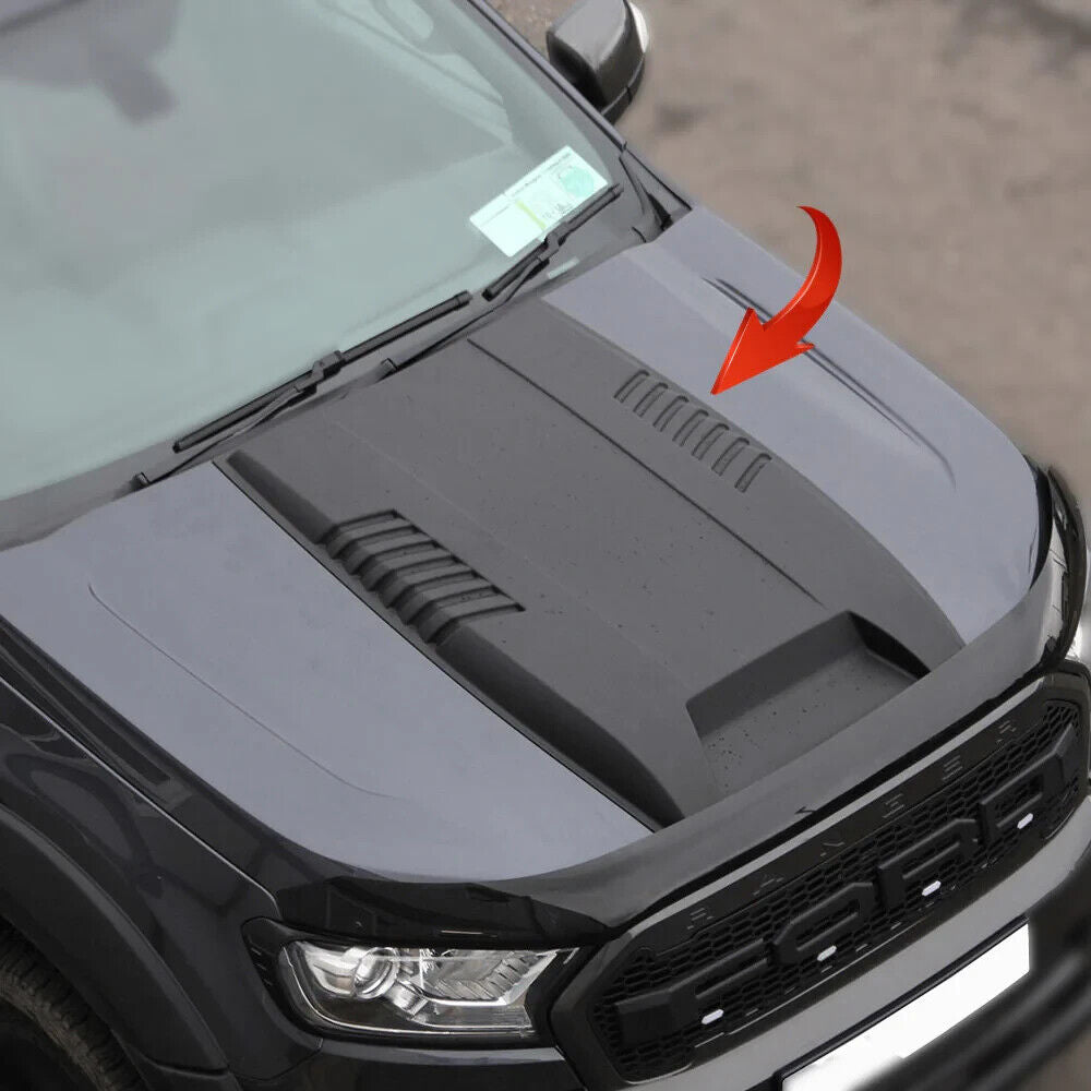 OW Bonnet Scoop Hood Vent FORD Ranger T7 T8 15-22 ABS Matt Black 3M Tape