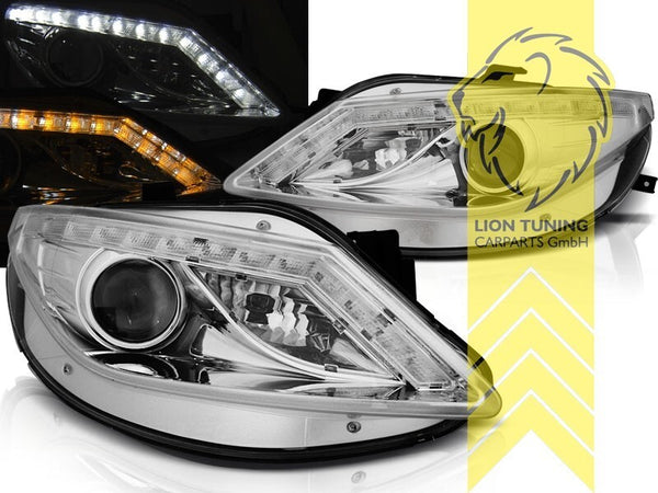 LT Pair LED DRL Halo Lightbar Headlights Seat Ibiza 6J 6J5 08-12 Chrome LHD