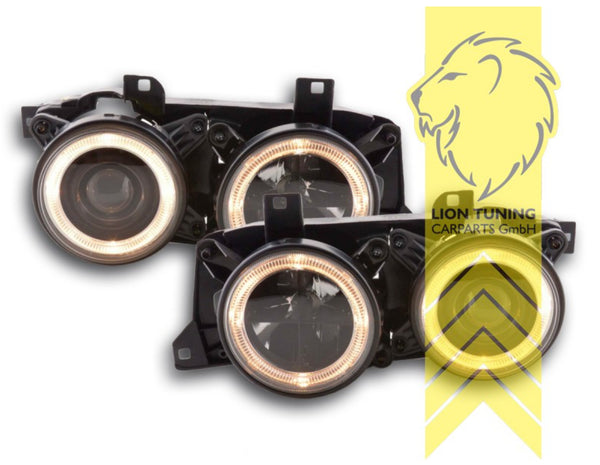 LT LED DRL Lightbar Halo Ring Headlights BMW E32 E34 Saloon Touring crosshairs