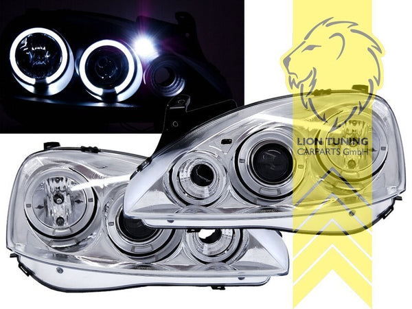 LT Pair LED DRL Angel Eye Halo Headlights Opel Corsa C Combo C chrome LHD