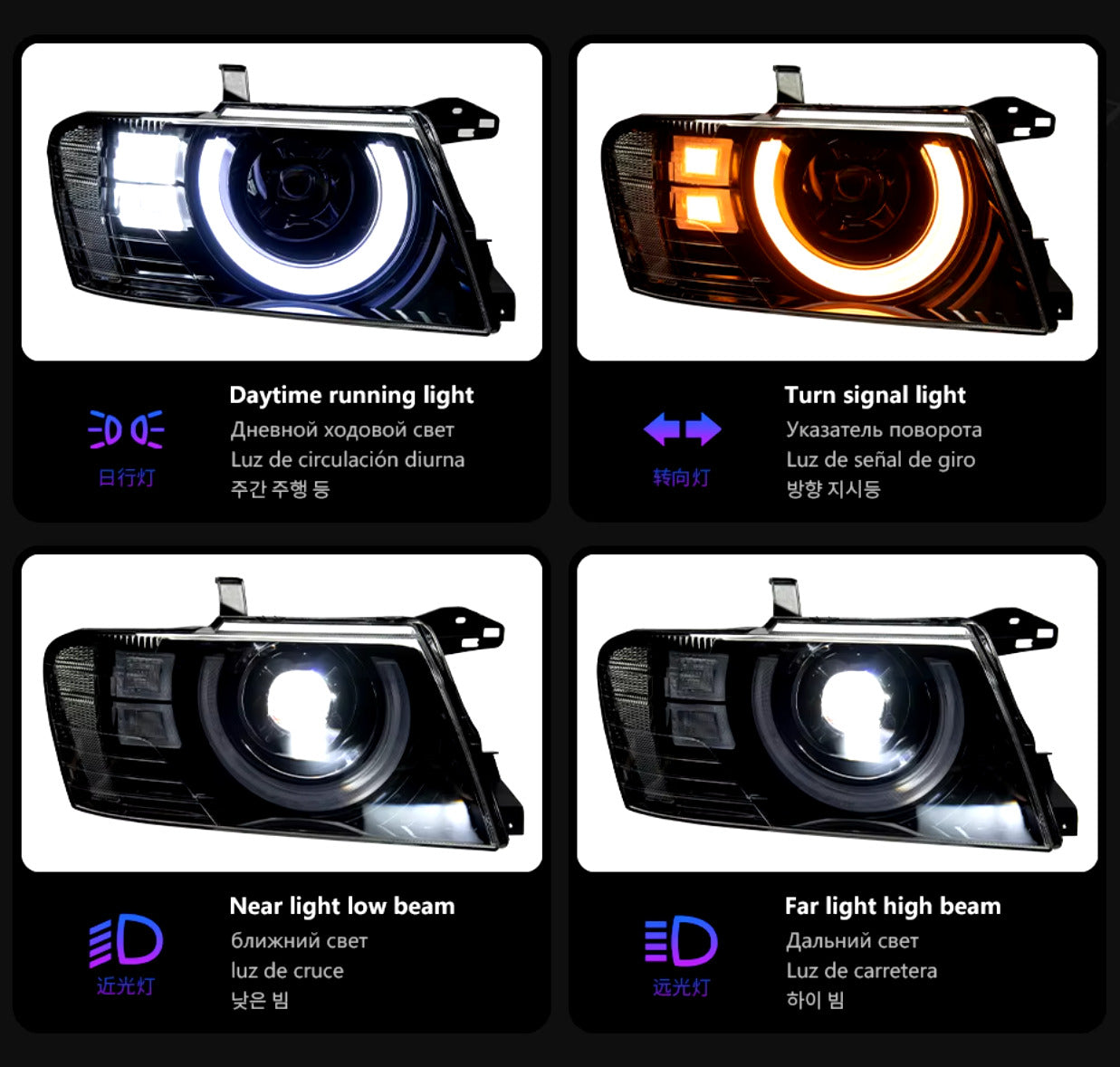 TYPY Pair LED DRL Lightbar Headlights Mitsubishi Pajero V73 2004-2016 Hid H7 LHD