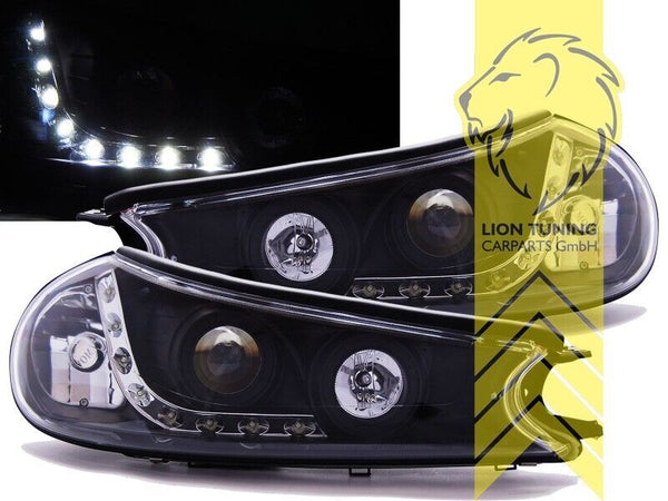 LT LED DRL Lightbar Halo Ring Headlights Ford Mondeo 2 sedan estate black LHD