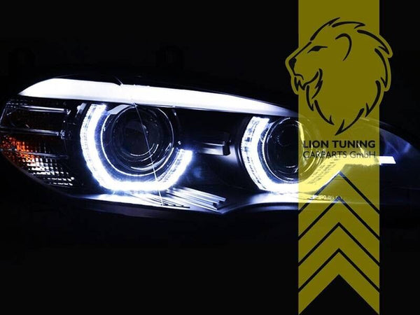 LT Pair LED DRL Halo Lightbar XENON Headlights BMW X5 E70 07-10 D1S Black LHD