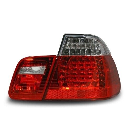 JOM Pair BMW E46 3 Series Saloon 98-01 LED Rear Lights clear glass red white LHD