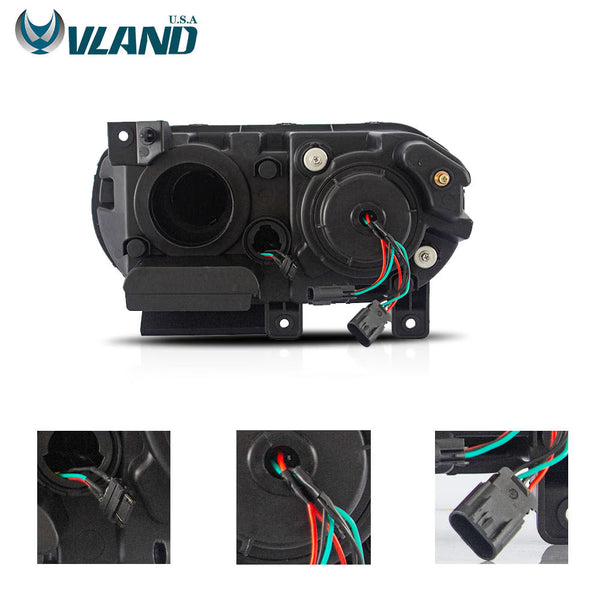 VLAND EU Pair Dodge Challenger 08-14 LED DRL RGB Colour Halo Headlights LHD
