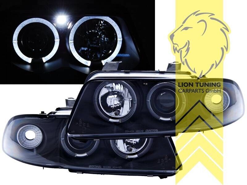 LT LED DRL Halo Headlights Audi A4 B5 8D 99-01 Facelift Limo Avant black LHD