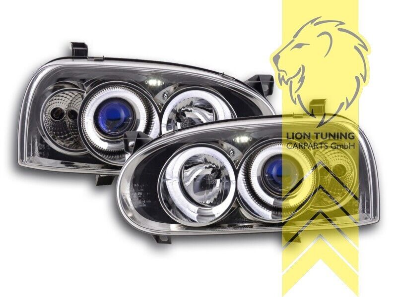 LT Pair LED DRL Halo Ring Headlights VW Golf 3 MK3 91+ Limo Variant Cabrio chrom