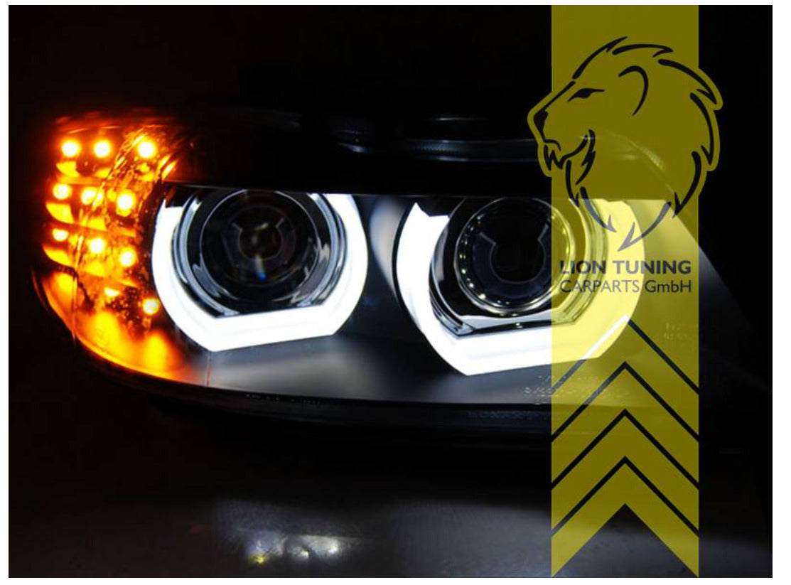 LT Pair LED DRL Halo XENON Headlights BMW E90 Sedan E91 Touring Black 08-12 LHD