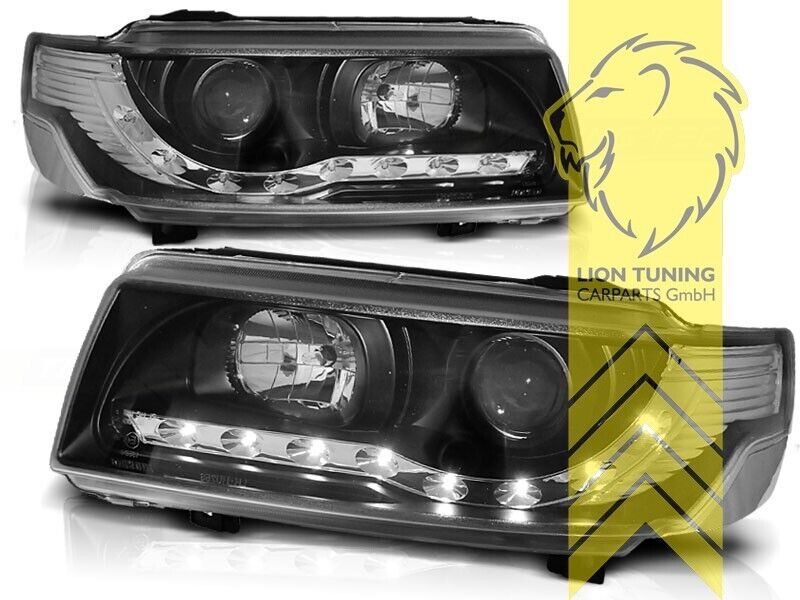 LT LED DRL Lightbar Halo Headlights VW Passat B3 35i sedan variant Black LHD