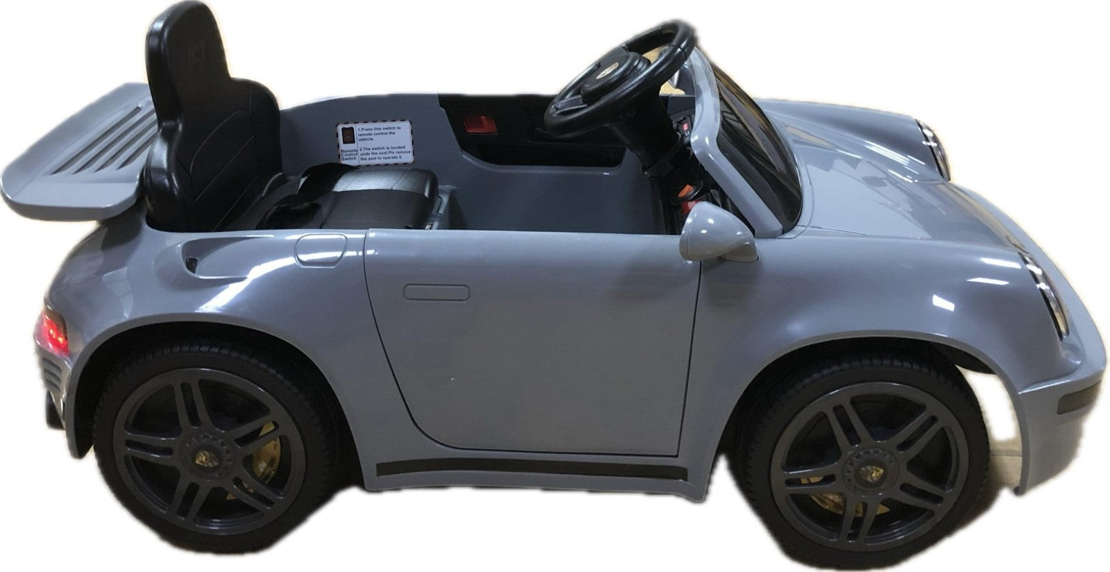 Kids Grey Porsche 911 Ride On Car Licensed RUF CTR 12v Battery Remote BT Stereo Children's Ride-On Car