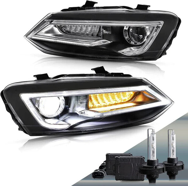 VLAND VW Polo MK5 6R 6C 09-17 LED DRL D2H Xenon Headlights LHD (Not 1.2 TSI/R)