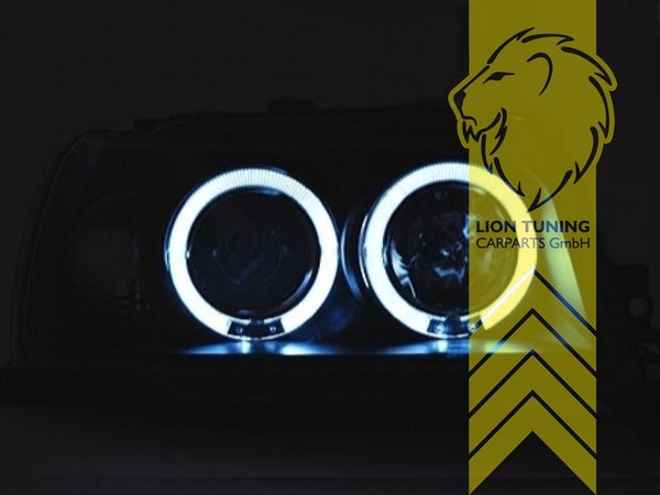 LT Set LED DRL Halo Ring Headlights Renault Clio A 1 MK1 Black 90-96 B57 C57 LHD