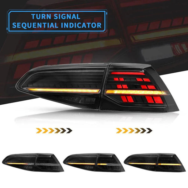 VLAND Golf 7 7.5 13-20 Lightbar LED SEQUENTIAL Rear Lights Tail Lamps Smoke Red LHD