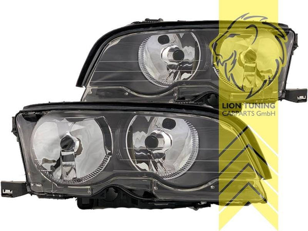 LT Pair Aftermarket Halogen Headlights BMW E46 Coupe Cabrio 99-03 black LHD