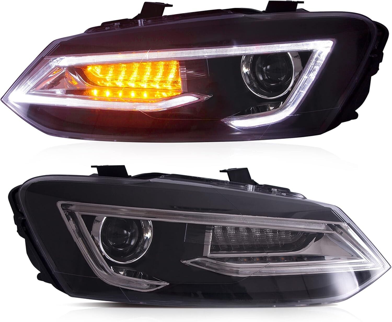 UK VLAND LED DRL Lightbar Headlights VW Polo MK5 6R 6C 09–17 LHD