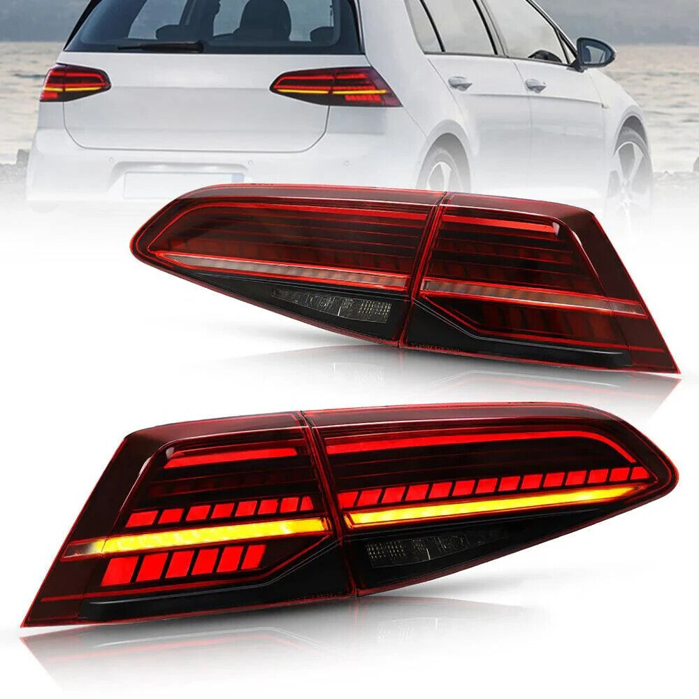 VLAND Golf 7 7.5 13-20 Lightbar LED SEQUENTIAL Rear Lights Tail Lamps Smoke Red LHD