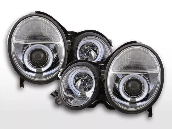 FK LED DRL Projector Halo Headlights Mercedes E-Class W210 210 99-01 RHD