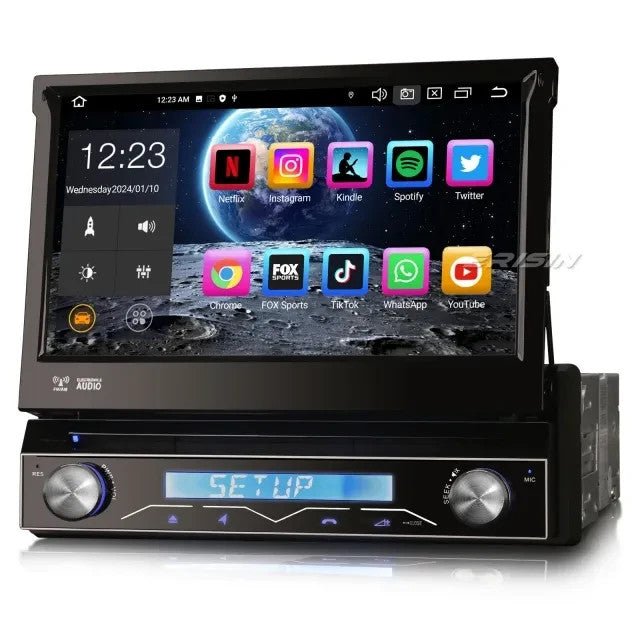 Erisin ES8588U 8-Core 4GB 64GB Android 13 GPS Stereo Head Unit 7" Motorized Touchscreen Wireless Carplay Android Auto