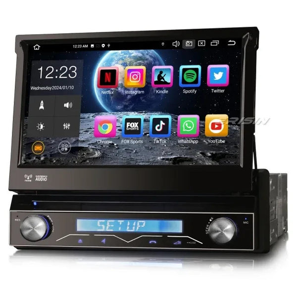 Erisin ES8588U 8-Core 4GB 64GB Android 13 GPS Stereo Head Unit 7" Motorized Touchscreen Wireless Carplay Android Auto