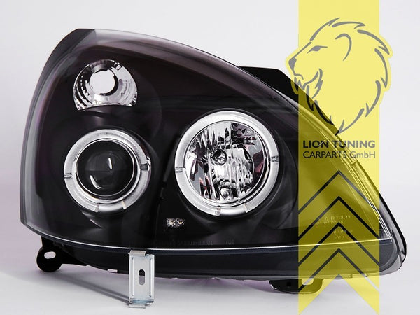LT LED DRL Halo Ring Headlights Renault Clio MK2 2 B CB LB S 01-05 black LHD