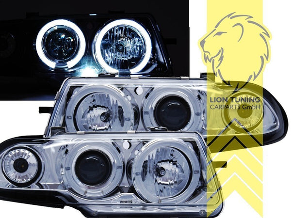 LT Pair LED DRL Angel Eye Headlights Opel Vauxhall Opel Astra F 91-94 chrome LHD