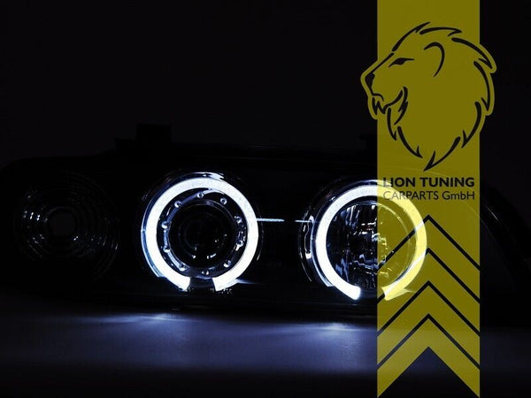 LT Pair LED DRL Halo Headlights BMW E39 95-00 Limo Touring H1 / H1 chrome LHD