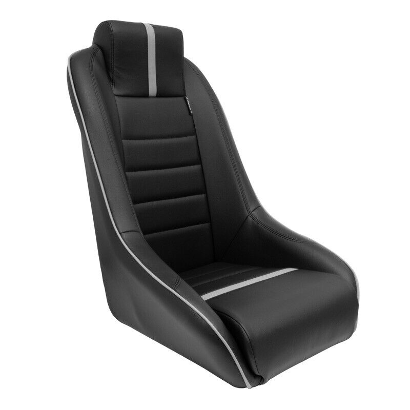 AS x1 Univ Classic RS Black Grey PVC Car Kit Fixed Back Bucket Seat + slides