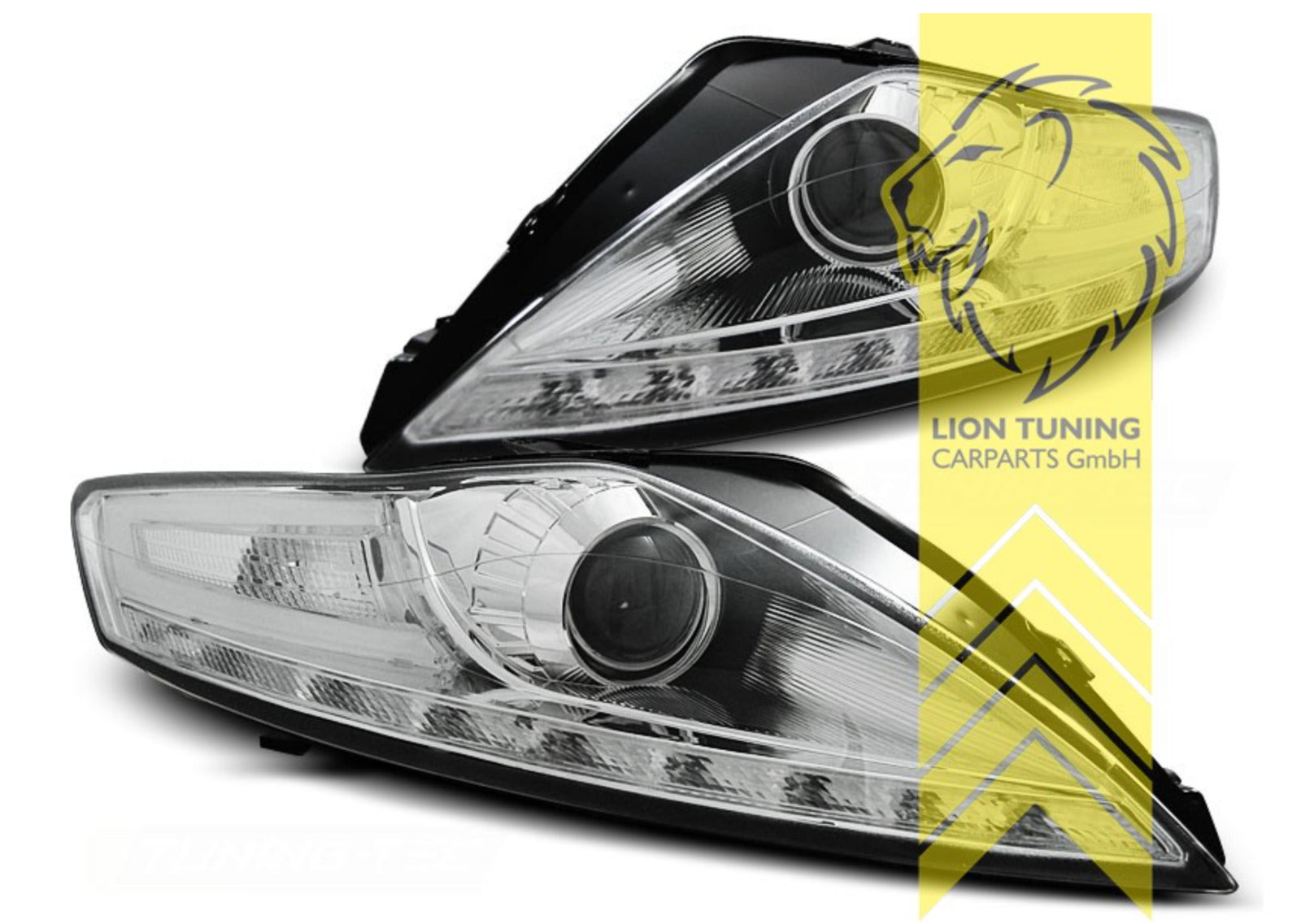 LT LED DRL Lightbar Halo Ring Headlights Ford Mondeo 4 sedan estate Chrome LHD