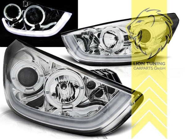 LT LED DRL Lightbar Halo Ring Headlights Hyundai iX35 chrome LM EL ELH 09-13 LHD