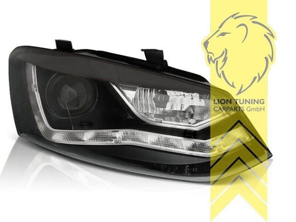 LT Pair LED DRL Lightbar Headlights VW Polo 6R 6C 09-17  black LHD