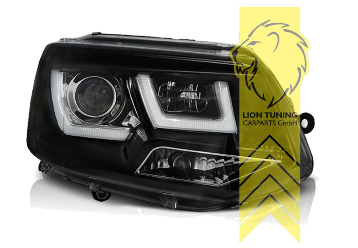 LT LED DRL Halo Angel Eye Headlights VW T5 Bus Van Camper Transporter Facelift U-Tube black LHD