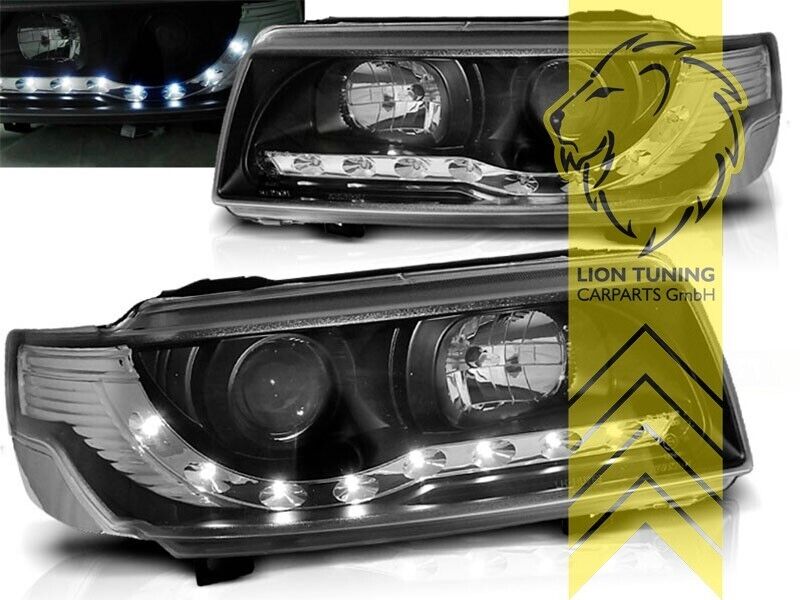 LT LED DRL Lightbar Halo Headlights VW Passat B3 35i sedan variant Black LHD