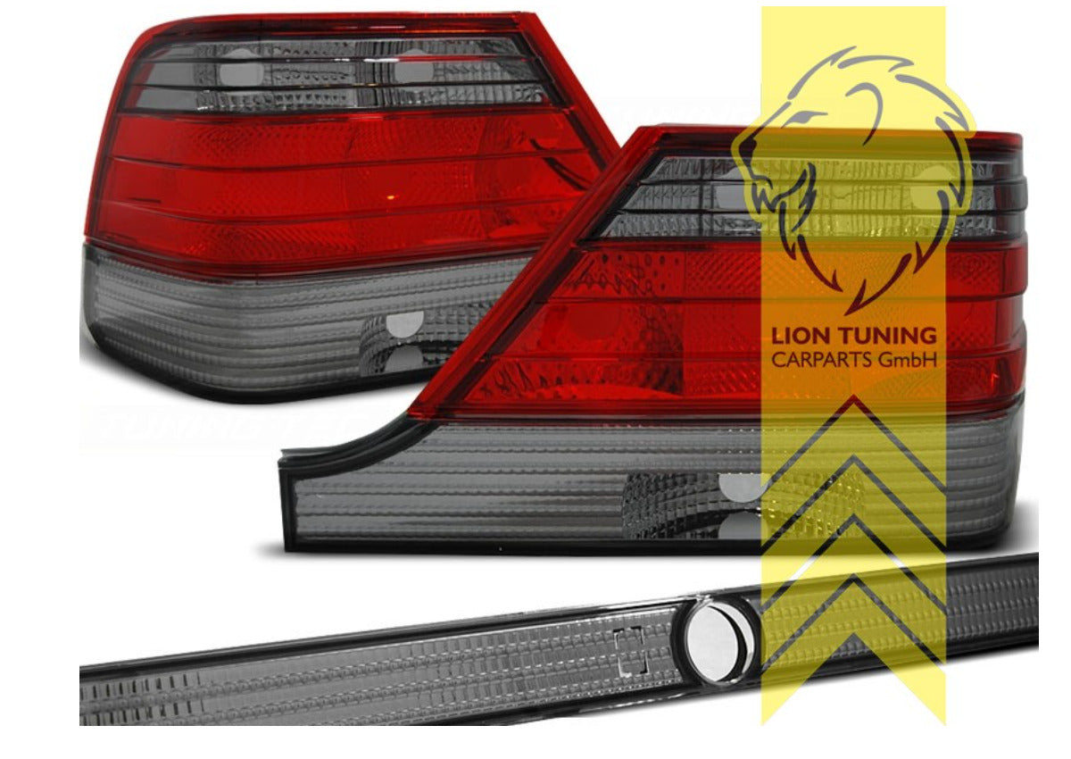 LT Pair Halogen Rear Lights Merc W140 S-Class red black LHD