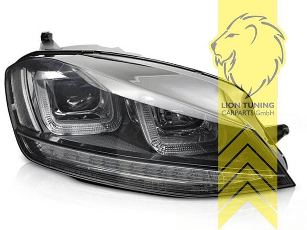 LT LED DRL Halo Lightbar Headlights VW Golf 7 5G1 BE1 BA5 12-17 black H7 H1 LHD