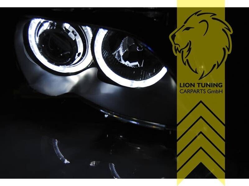 LT Pair LED DRL Halo Ring Headlights BMW E46 Saloon Touring 01-05 H7 black LHD