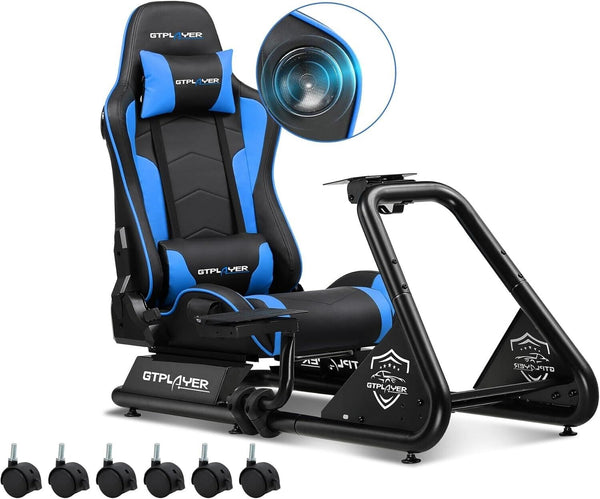 GTP Driving Game Sim Racing Frame Rig + Seat for Wheel Pedals Xbox PS PC